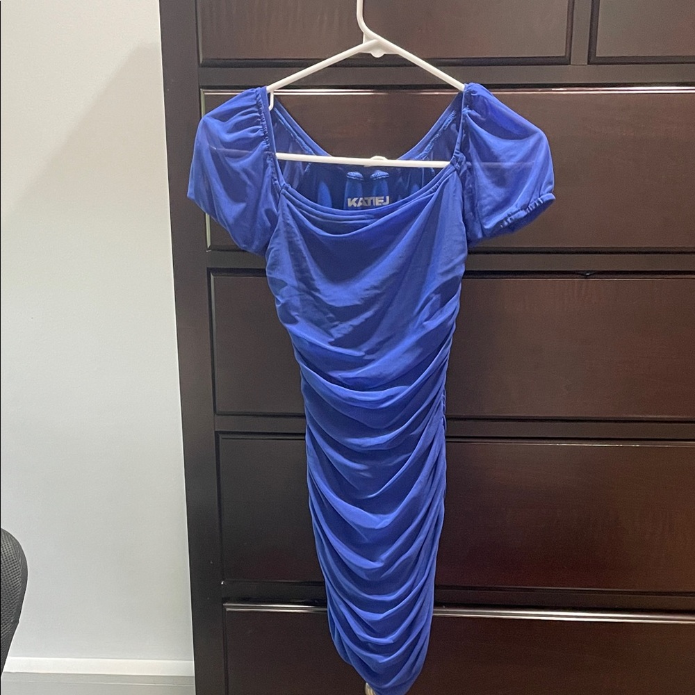 Girl's Katie J NYC Royal Blue Ruched Short Sleeve Dress